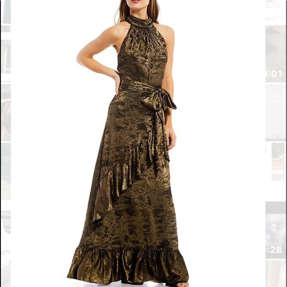 Alex Marie Gold Metallic Gown
